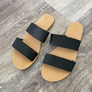 Double strap slide on sandals